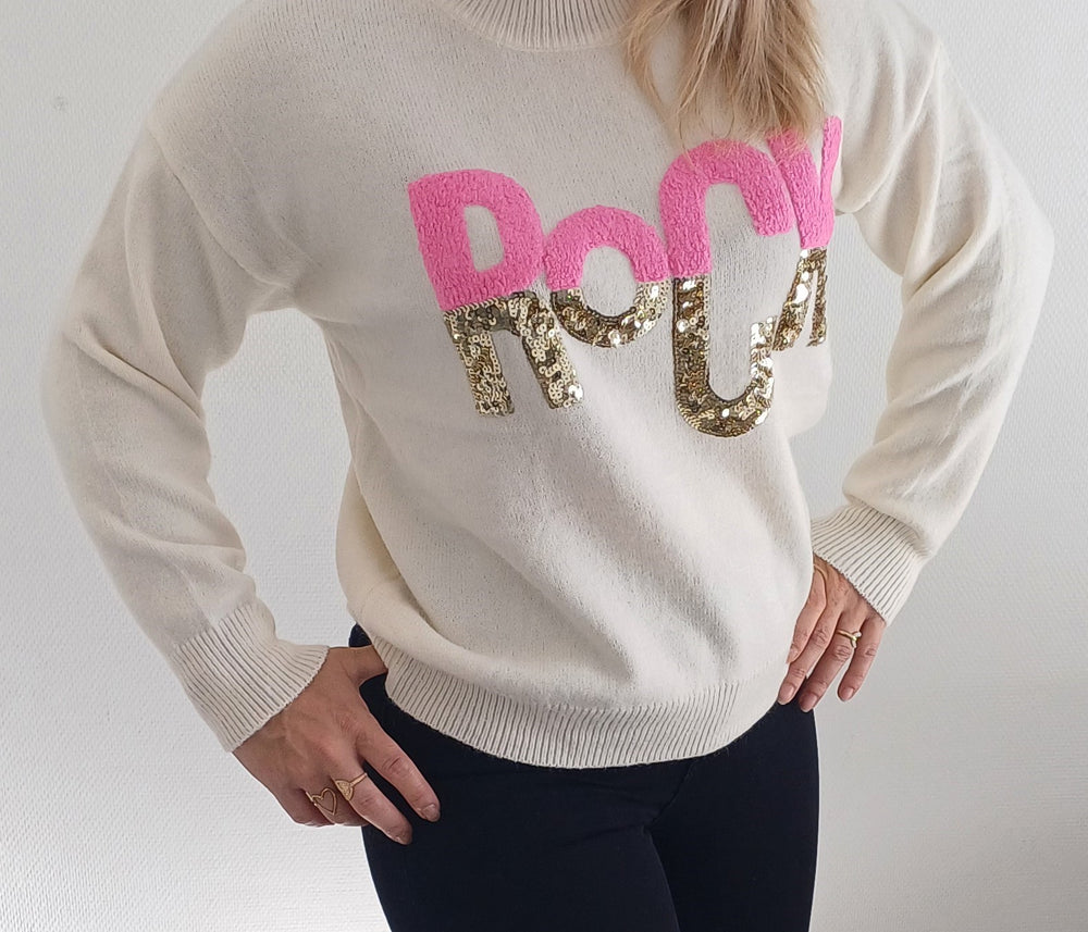 Pull ROCK blanc
