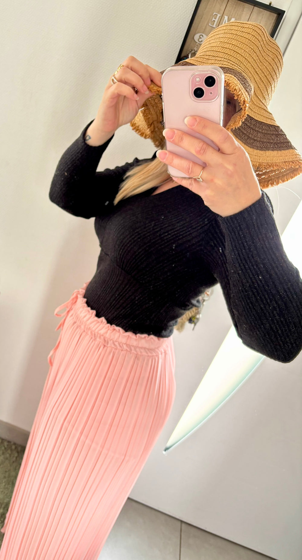 Pantalon fluide rose poudré